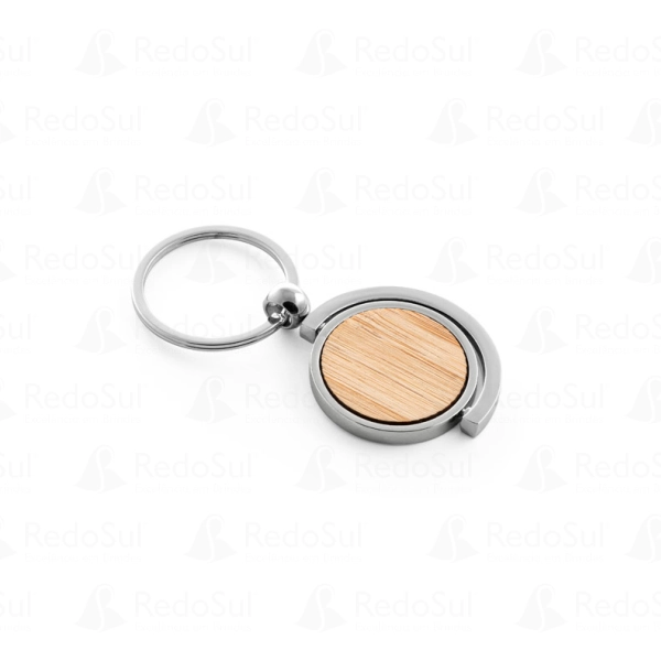 Chaveiro personalizado de bambu e metal redondo Chaveiro personalizado de bambu e metal redondo